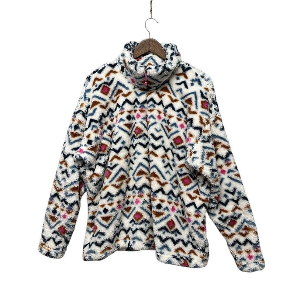 Eddie Bauer Jacket Womens Size XXL  Aztec Sherpa Fleece 1/4 Zip Pullover Western